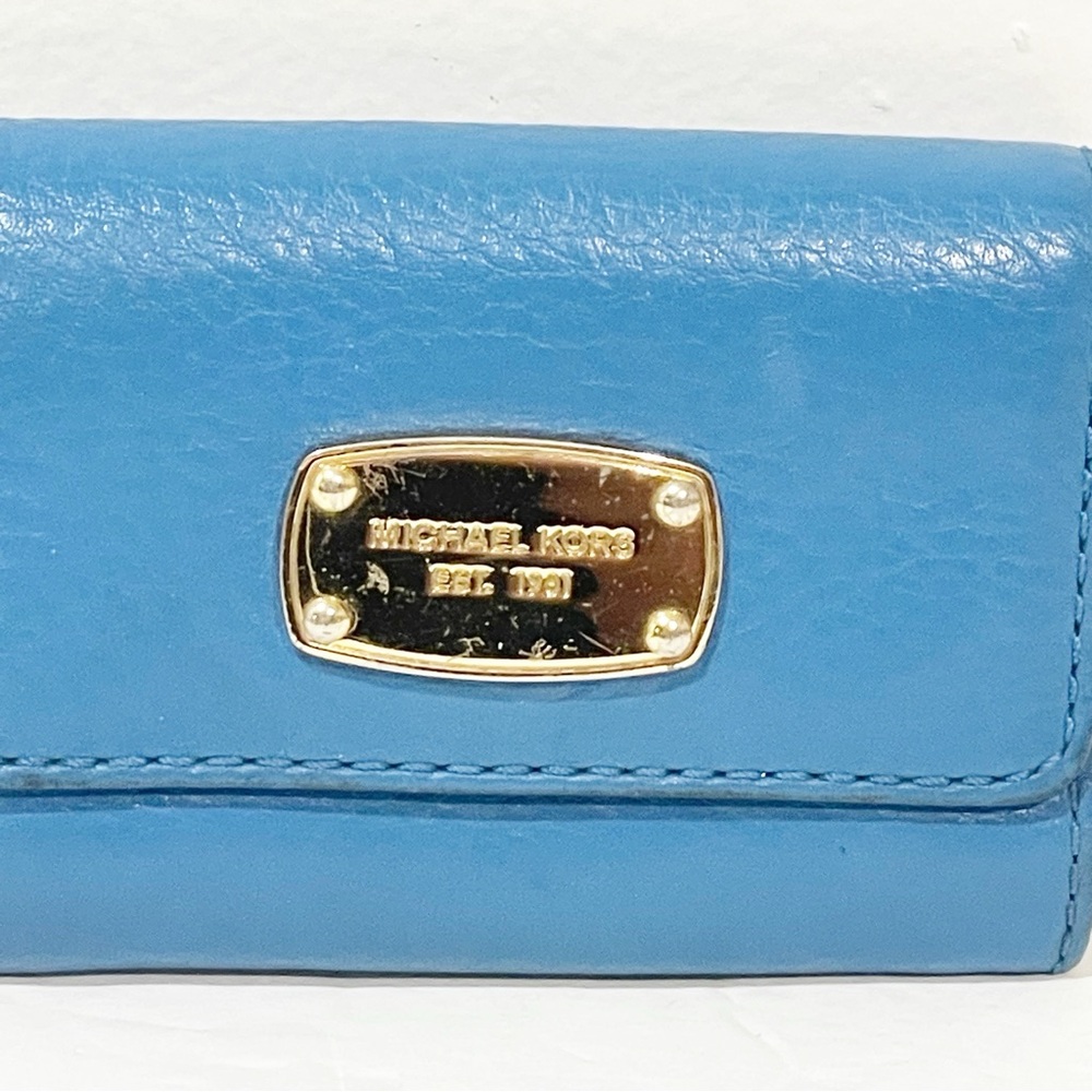 Michael Kors Blue Leather Keychain Card Holder Wallet Accessory - Picture 2 of 5